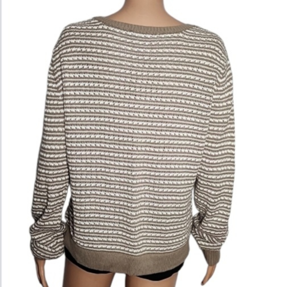 Eva Mendes‎ New York Company Women's Crochet knit Brown And White Sweater Size M - Picture 7 of 8
